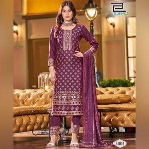 Foil Print Rayon Purple Designer Salwar Kameez